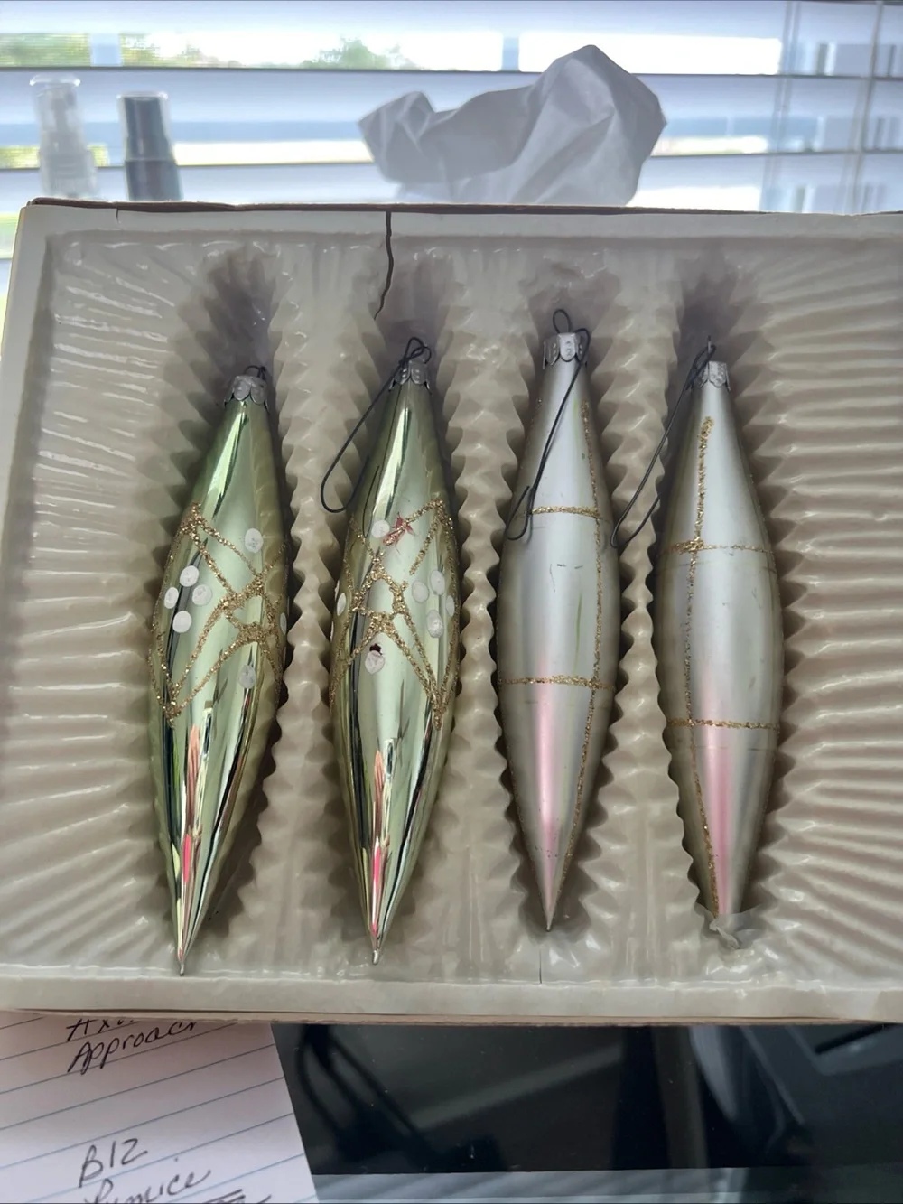 Vintage Commodore Christmas Classics Glass Teardrop Ornaments - set of 4